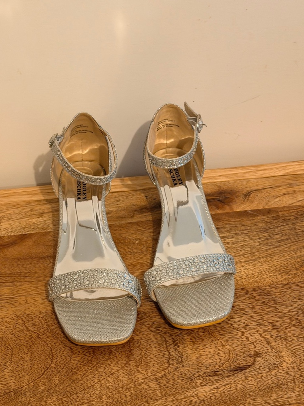 Badgley Mischka Silver Crystal Ankle-Strap Dress Sandals